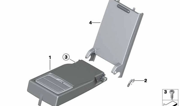 Reposabrazos de cuero trasero central para BMW F40, F44 (OEM 52209108343). Original BMW