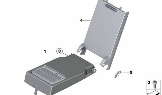 Apoyabrazos central trasero en piel sintética OEM 52209108338 para BMW F40, F44. Original BMW.