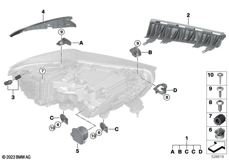 Kit de reparación de faros para BMW X5 F95, G05, G18 X6 F96, G06 (OEM 63119477976). Original BMW