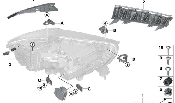 Soporte de faro derecho para BMW X5 F95N, G05N, G18N, X6 F96N, G06N (OEM 63115A78396). Original BMW