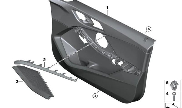 Revestimiento de puerta delantera izquierda para BMW Serie 1 F40 (OEM 51419893801). Original BMW