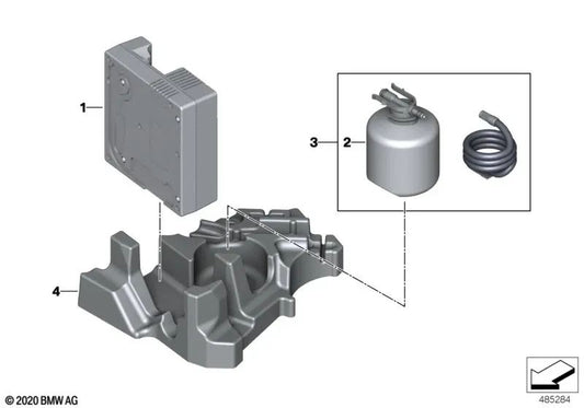 Sistema de almacenamiento de movilidad para BMW I12, I12N, I15 (OEM 71106858843). Original BMW.