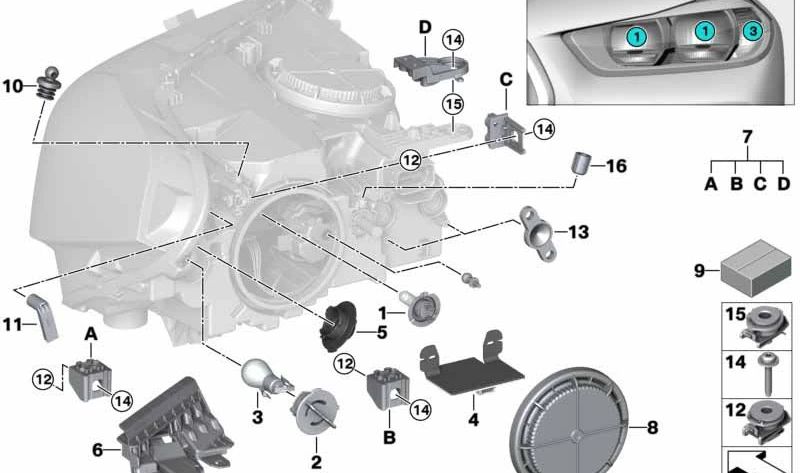 Linkes Tagfahrlicht-LED-Modul für BMW X1 F48, F49, X2 F39 (OEM 63117428789). Original BMW.