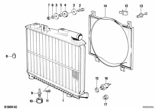 Carcasa de ventilador para BMW Serie 3 E30 (OEM 17111707565). Original BMW