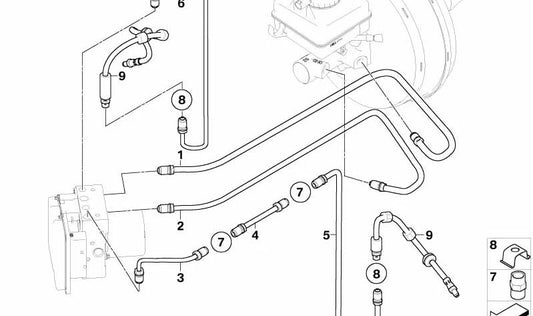 Pipe with protective sleeve for BMW 5 Series E60N, E61N, 6 Series E63N, E64N (OEM 34326771593). Original BMW.