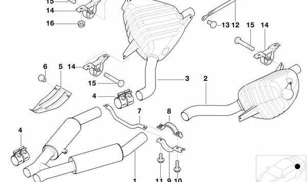 Abrazadera de escape OEM 18101407993 para BMW Z8 E52. Original BMW.