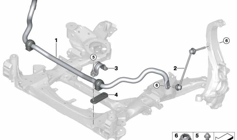 Soporte Estabilizador para BMW X5 G05, G18, X6 G06, X7 G07 (OEM 31356891410). Original BMW