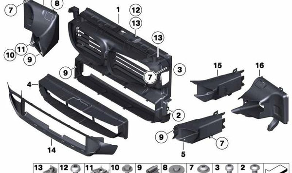 Conducción de aire inferior para BMW Serie 5 F07, F07N (OEM 51648049649). Original BMW