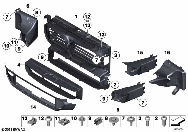 Conducción de aire izquierda para BMW F07, F07N Serie 5 (OEM 51747200773). Original BMW.