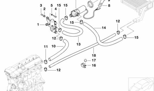 Manguera de bomba auxiliar de agua para calefacción OEM 64212695759 para BMW (Modelos compatibles: E70, F15, F16, G05, G06). Original BMW