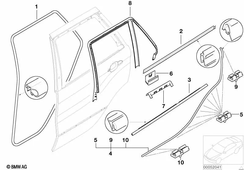 Clip for BMW E53 (OEM 51337052945). Genuine BMW.