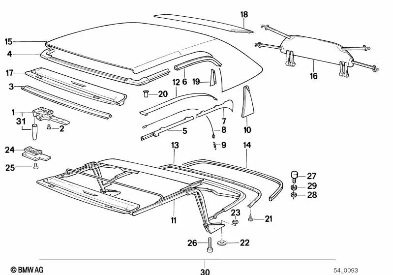 Rechte Dichtung für BMW E46, F30, F80 (OEM 54312291880). Original BMW