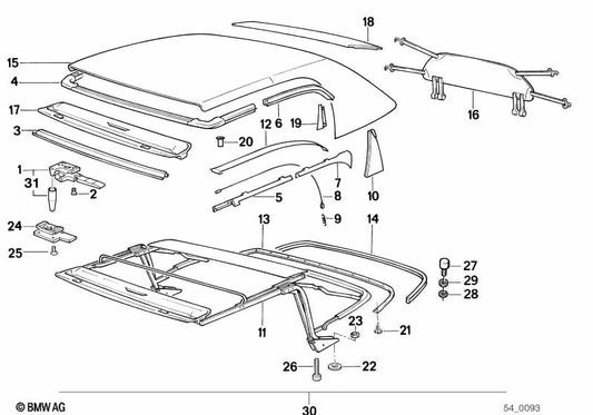 Rechte Dichtung für BMW E46, F30, F80 (OEM 54312291880). Original BMW