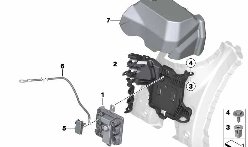 Tapa conector batería OEM 12528616568 para BMW F20, F21, F22, F23, F30, F31, F34, F32, F33, F36. Original BMW.