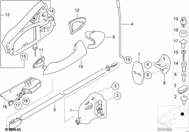 Cable de apertura de puerta trasera para BMW X5 E53 (OEM 51228403058). Original BMW.