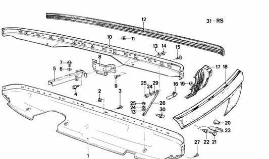 Refuerzo izquierdo para BMW Serie 7 E23 (OEM 51121852147). Original BMW