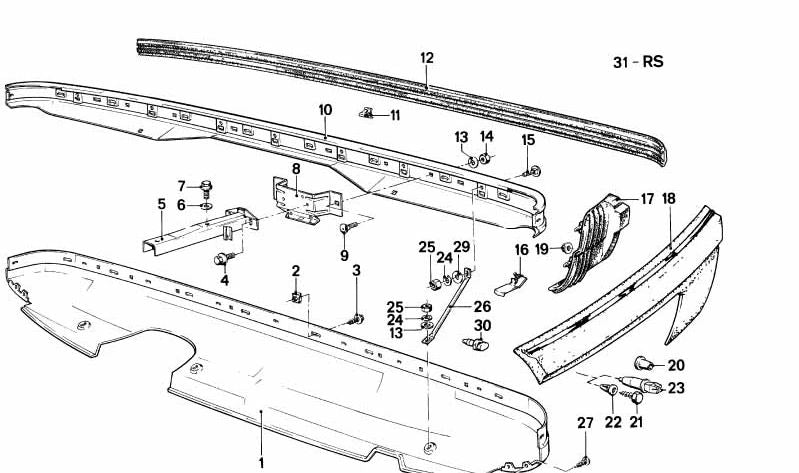 Oberer hinterer Stoßstange OEM 51121847453 für BMW E23. Original BMW.