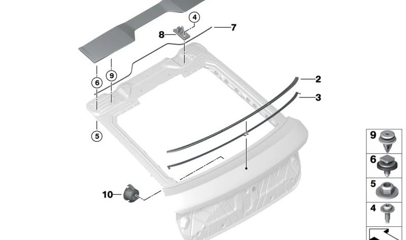 Alerón trasero OEM 51625A076A9 para BMW G06. Original BMW.