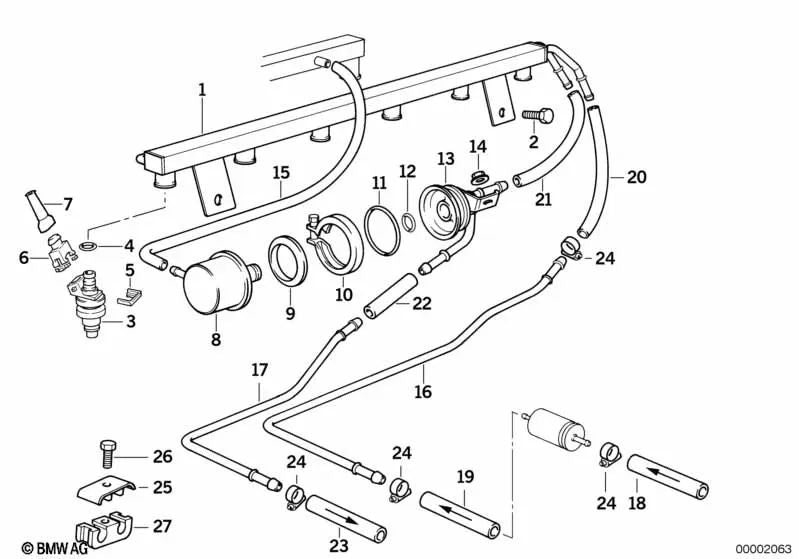 Einspritzdüse für BMW E36, E34 (OEM 13641310641). Original BMW