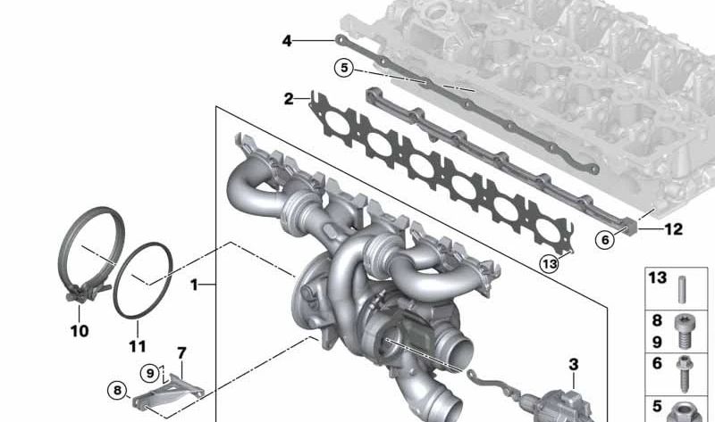 Junta del Colector de Escape para BMW F20N, F21N, F22, F23, F30N, F31N, F32, F33, F34N, F36, G30, G31, G38, G32, G11, G12, G01, G02 (OEM 11657643149). Original BMW