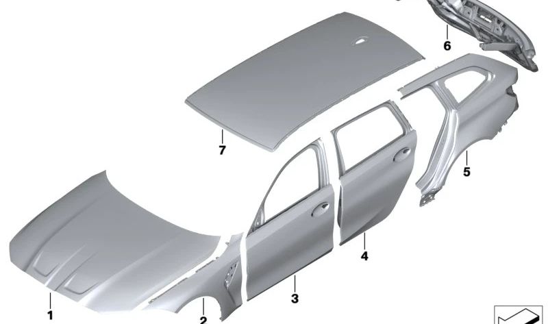 Panneau latéral extérieur OEM 41007488127 pour BMW G21, G81. BMW d'origine.