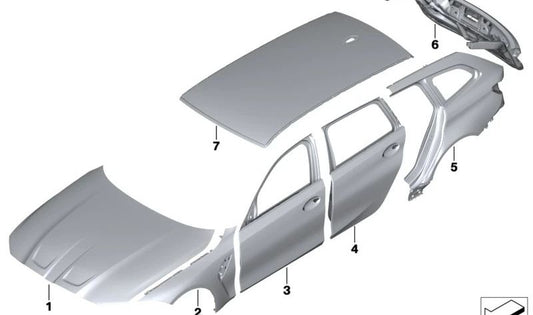 Pannello laterale esterno OEM 41007488127 per BMW G21, G81. BMW originale.