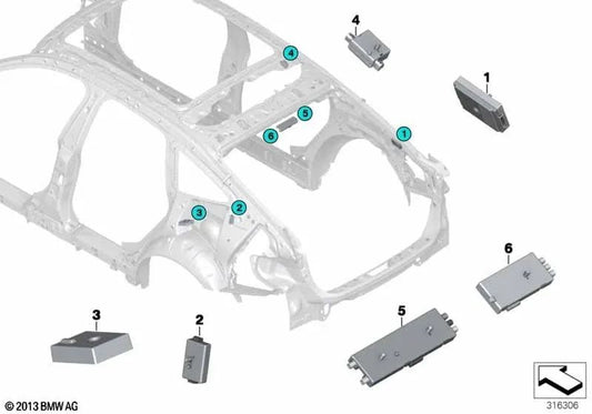 Filtro de supresión de interferencias para BMW Serie 3 F34, F34N, Serie 4 F36, F36N (OEM 65209267254). Original BMW.