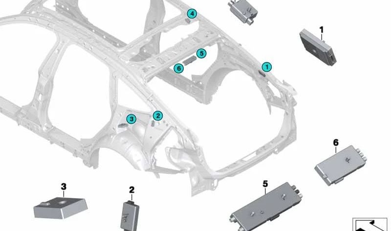 Amplificador de antena AM/FM 65209267257 para BMW F34, F36 (Série 3 GT, Grand Coupé da Série 4). BMW original