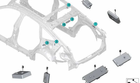 Amplificador de antena AM/FM 65209267257 para BMW F34, F36 (Série 3 GT, Grand Coupé da Série 4). BMW original