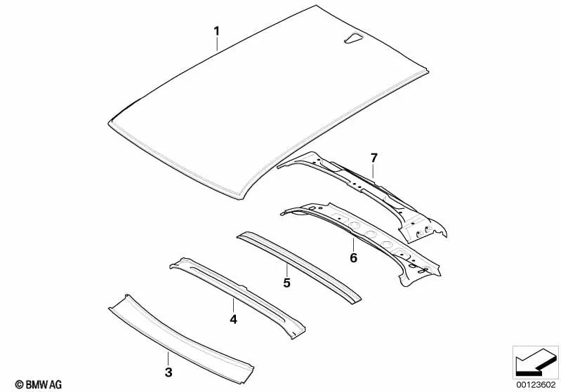 Techo exterior para BMW X3 E83, E83N (OEM 41313404475). Original BMW