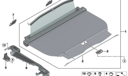 Bandeja cubremaletero enrollable OEM 51479200683 para BMW F11. Original BMW.