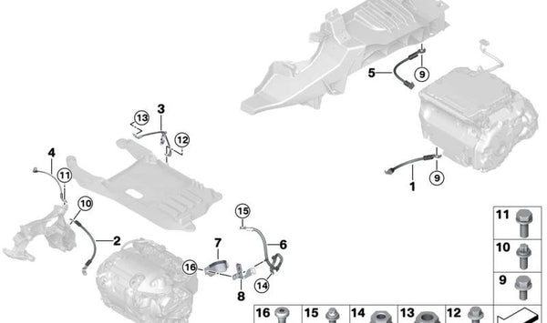 Cable de masa OEM 61295A0BFF5 para BMW G20, G21, G22, G23, G26, G30, G31, G38. Original BMW.