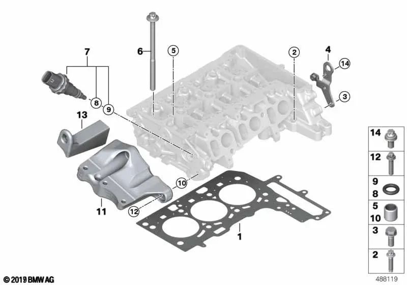 Aufhängelasche para BMW Serie 1 F40, Serie 2 F44, F45, F45N, F46, F46N, X1 F48, F48N, X2 F39, MINI F54, F54N, F55, F55N, F56, F56N, F57, F60, F60N, R55N, R56N, R57N, R58, R59, R60, R61 (OEM 11127812886). Original BMW