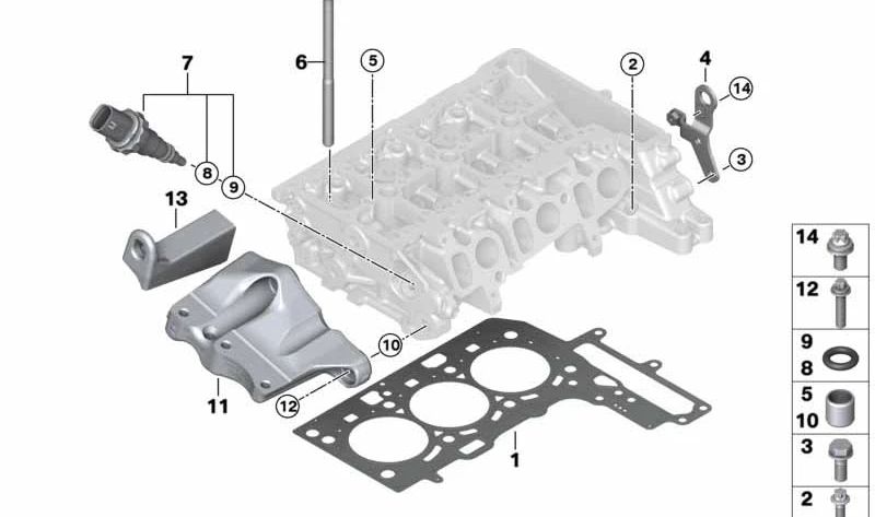 Juego de tornillos para culata OEM 11128512674 para BMW F20, F21, F40, F45, F46, F48, F39. Original BMW.