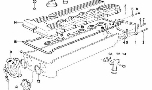 Conector de ventilación del cárter OEM 11151311701 para BMW E34. Compatible con todos los modelos de la serie E34. Original BMW.