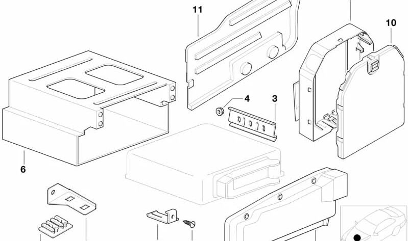 Tapa de la caja electrónica para BMW Serie 3 E36 (OEM 12521404801). Original BMW