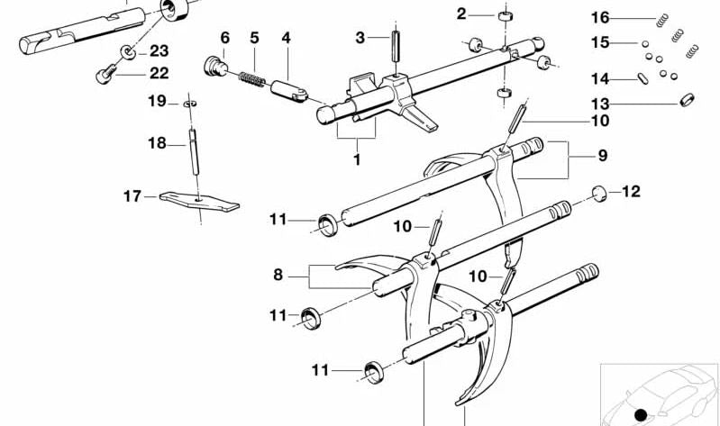 Varilla de Cambio 1ª y 2ª Marcha para BMW E30, E28, E34, E24, E23, E32 (OEM 23311228229). Original BMW.