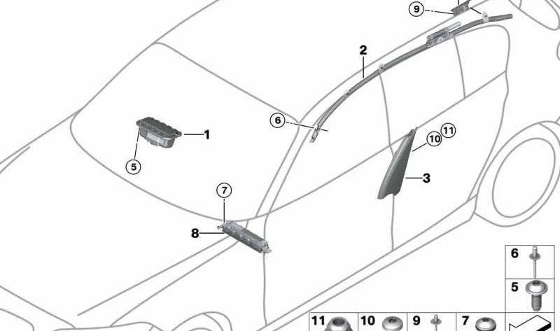 Right protective plate for BMW 3 Series F31 (OEM 72127319690). Original BMW.