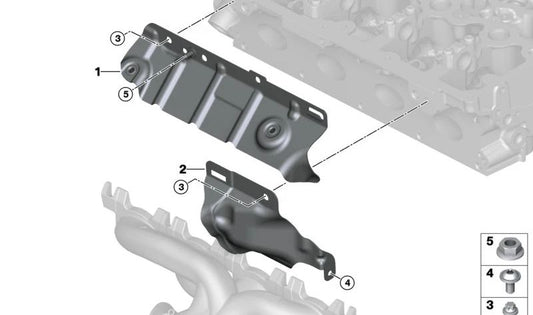 Placa de protección térmica para BMW Serie 2 F22N, F23N, Serie 3 G20, G20N, Serie 4 G22, G26, Serie 5 G30, G31, Serie 6 G32, X3 G01, X4 G02 (OEM 11658684919). Original BMW.