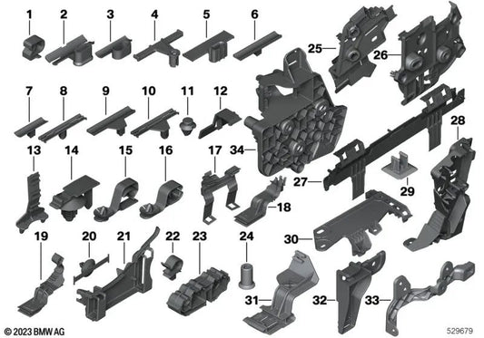 Soporte para cables para BMW F21, F40, F22, F23, F45, F46, G42, G87, G20, G21, G28, G80, G81, G22, G23, G82, G83, F07, F10, F11, F18, F90, G30, G31, G38, G60, F06, F12, F13, G32, F01, F02, F04, G11, G12, G70, F91, F92, F93, G14, G15, G16, F48, F49, U11, U