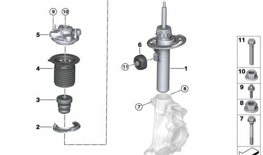 Front left shock absorber for BMW 4 Series G23 (OEM 31315A34277). Original BMW