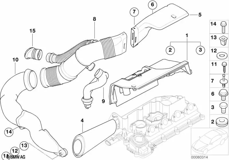 Tubo para BMW Serie 5 E39 (OEM 13717786354). Original BMW