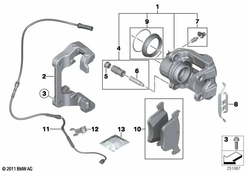 Brake caliper holder for BMW F25, F26 (OEM 34106856387). Genuine BMW.