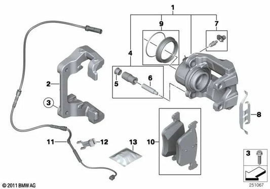 Portapinzas de freno para BMW F25, F26 (OEM 34106856387). Original BMW.