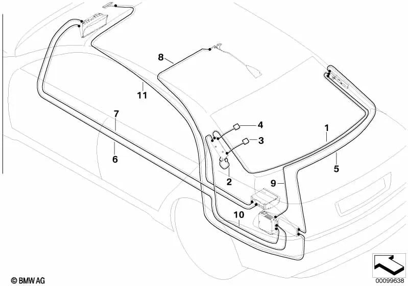 Diversity-Antennentunerkabel für BMW E65, E66 (OEM 61126904620). Original BMW.