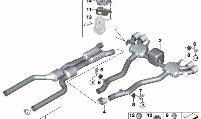 Silenciador trasero con válvula de escape para BMW Serie 8 F91, F92 (OEM 18308094222). Original BMW