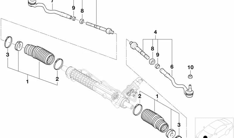 Articulación esférica derecha para BMW Serie 3 E46, Z4 E85, E86 (OEM 32106774221). Original BMW