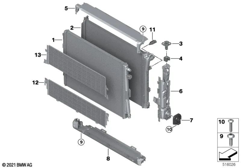 Rodamiento de módulo izquierdo para BMW G42, G87, G20, G20N, G21, G21N, G28, G28N, G80, G81, G22, G23, G26, G82, G83, I20, G29 (OEM 17119895623). Original BMW.