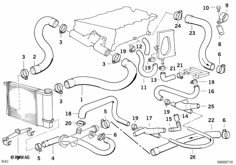 Support for BMW E30, E34 (OEM 11531721871). Genuine BMW.