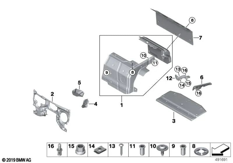 Aislamiento acústico del canal de agua derecho para BMW I12, I12N (OEM 51487329650). Original BMW